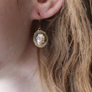 Amethyst Fire Opal Earrings made from Vintage Glass!